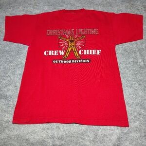 VINTAGE 90s J Bates‎ T-Shirt Size Medium Red Christmas Hill Garments Crewneck